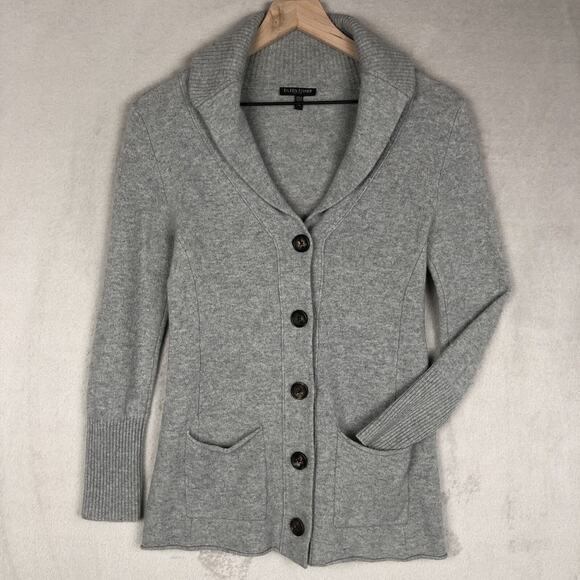 EILEEN FISHER Merino Cashmere Shawl Collar Cardigan Sz PM Gray Grandpa Pockets - Picture 1 of 12